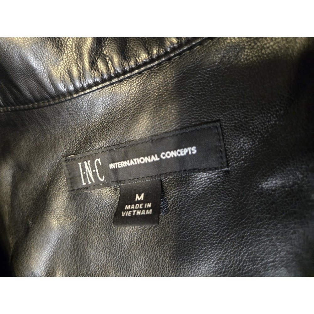 INC‎ International Concepts Mens Jax Reg Fit Button Faux Leather Camp Shirt MED - Picture 6 of 9